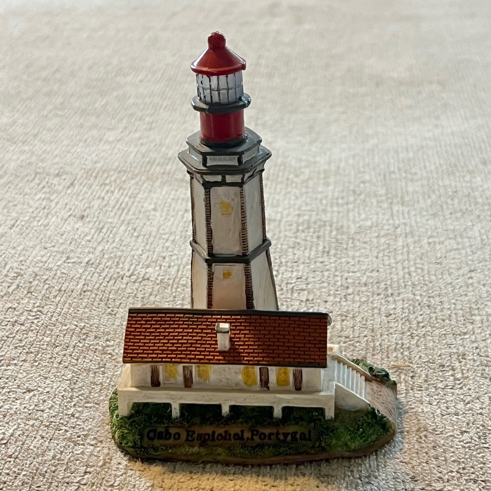 Cabo Espichel Portugal Lighthouse Collection Figurine Light Up Souvenir Resin